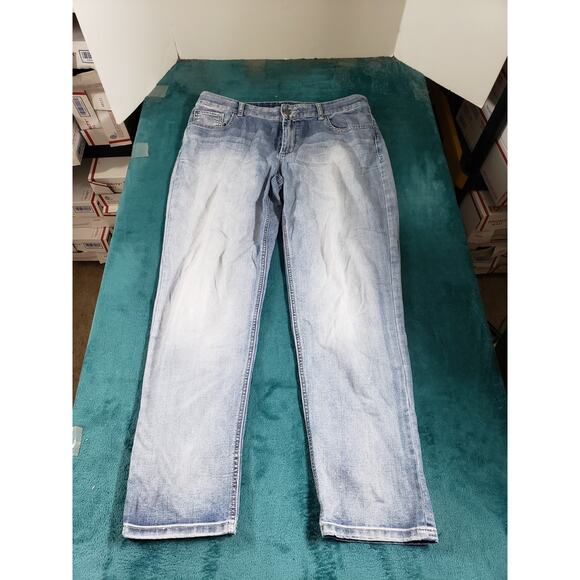 Chicos Jeans 1 US Size 8 Womens Blue Stretch Denim Pants Mid Rise Straight - Picture 2 of 12